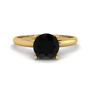 Schwarzer Diamant-V-Fassungsring aus Gelbgold