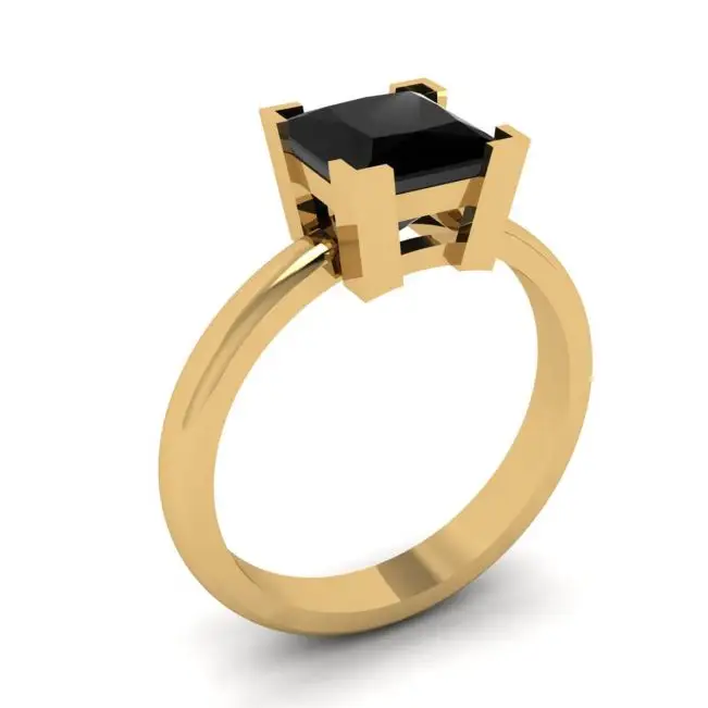 Schwarzer Diamantring aus Gelbgold - Foto 3