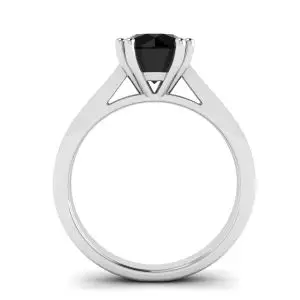 Runder schwarzer Diamant mit schwarzem Pavé-Ring aus 18-Weißgold - Foto 1
