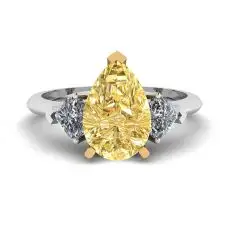 1 Karat gelber Birnendiamant mit 2-Herzen-Ring
