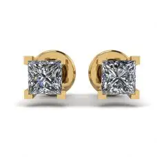 Ohrstecker mit Diamanten im Prinzessschliff, Gelbgold