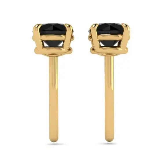 5 mm schwarze Diamant-Ohrstecker aus Gelbgold,  Bild vergrößern 2