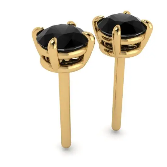 5 mm schwarze Diamant-Ohrstecker aus Gelbgold,  Bild vergrößern 3