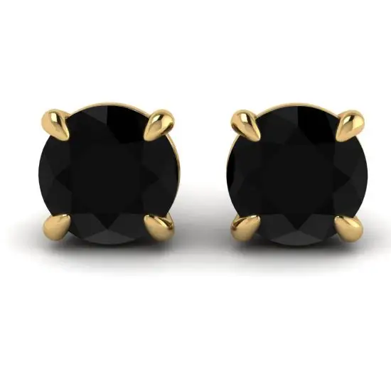 5 mm schwarze Diamant-Ohrstecker aus Gelbgold, Bild vergrößern 1