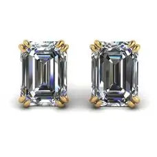 Ohrstecker mit Diamanten im Smaragdschliff, Gelbgold