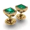 2 Karat Smaragd mit Diamant-Halo-Ohrstecker aus Gelbgold, Bild 3