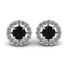 5 mm schwarze Diamant-Ohrstecker mit abnehmbaren Halo-Jacken