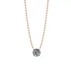 Klassische Solitär-Diamant-Halskette an dünner Kette aus Roségold