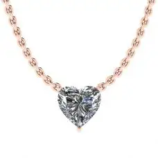 Herz-Diamant-Solitär-Halskette an dünner Kette aus Roségold