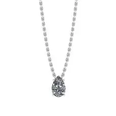 Birnen-Diamant-Solitär-Halskette an dünner Kette