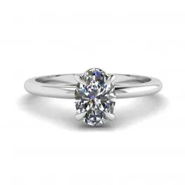 Klassischer ovaler Diamant-Solitärring aus Weißgold