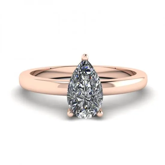 Klassischer Birnen-Diamant-Solitärring aus Roségold, Bild vergrößern 1