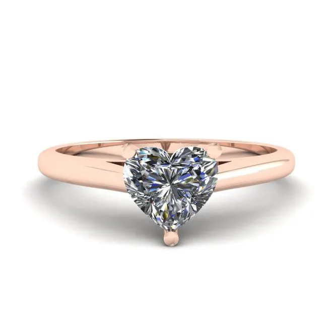 Klassischer Herz-Diamant-Solitärring aus Roségold