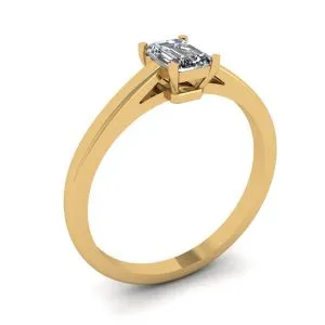 Klassischer Diamant-Solitärring im Smaragdschliff aus Gelbgold - Foto 3