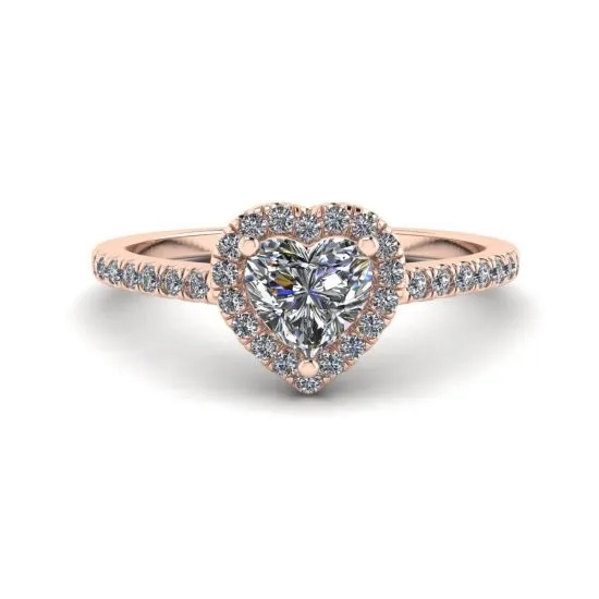 Herz-Diamant-Halo-Verlobungsring aus Roségold, Bild vergrößern 1