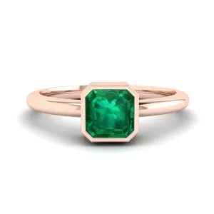 Stilvoller quadratischer Smaragdring aus 18 Karat Roségold