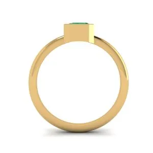 Stilvoller quadratischer Smaragdring aus 18 Karat Gelbgold - Foto 1