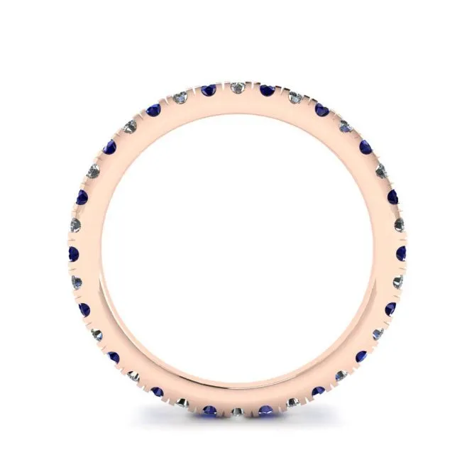 Riviera Pave Saphir- und Diamant-Ewigkeitsring aus Roségold - Foto 1