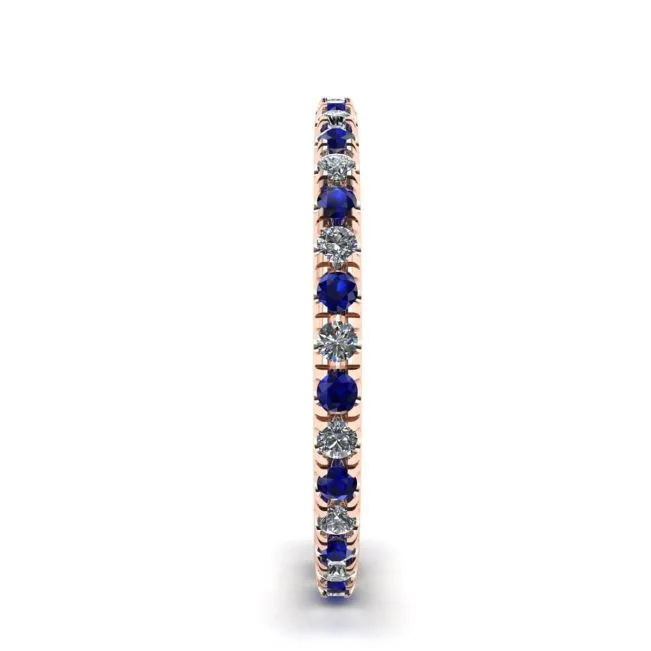Riviera Pave Saphir- und Diamant-Ewigkeitsring aus Roségold - Foto 2