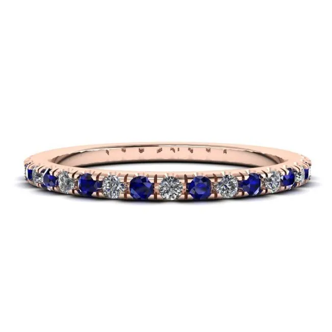 Riviera Pave Saphir- und Diamant-Ewigkeitsring aus Roségold