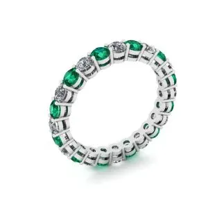 Klassischer 3-mm-Ewigkeitsring mit Smaragd und Diamant - Foto 3