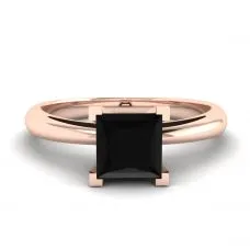 Quadratischer schwarzer Diamantring aus Roségold
