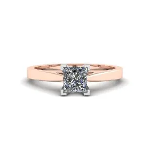 Quadratischer Diamantring aus Weiß- und Roségold