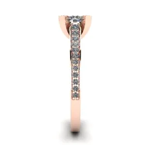 Designer-Ring mit rundem Diamant und Pavé-Roségold - Foto 2