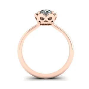 Spitzenblumenkissen-Diamantring aus Roségold - Foto 1