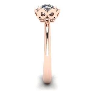Spitzenblumenkissen-Diamantring aus Roségold - Foto 2