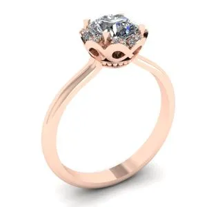 Spitzenblumenkissen-Diamantring aus Roségold - Foto 3