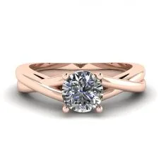 X-Kreuz-Ring mit rundem Diamant aus Roségold