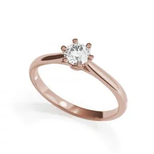 6-Krappen-Verlobungsring mit Kronendiamant aus Roségold - Foto 3