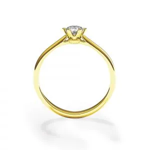 6-Krappen-Verlobungsring mit Kronendiamant aus Gelbgold - Foto 1