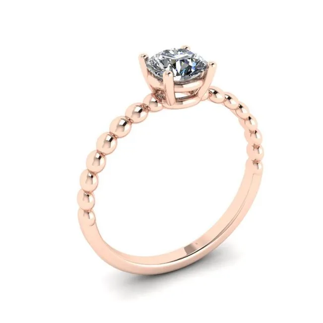 Runder Diamant-Solitär auf Perlenring in Roségold - Foto 3