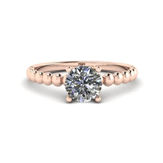 Runder Diamant-Solitär auf Perlenring in Roségold