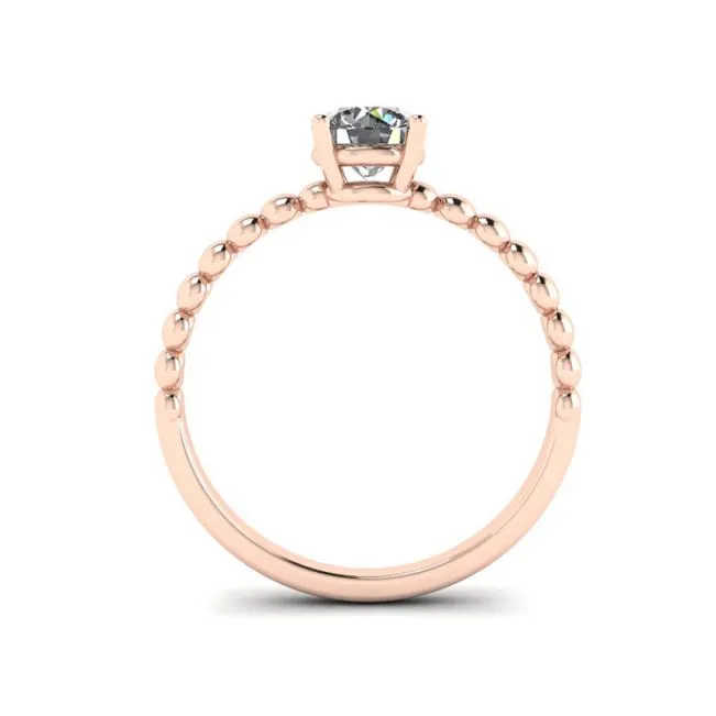 Runder Diamant-Solitär auf Perlenring in Roségold - Foto 1