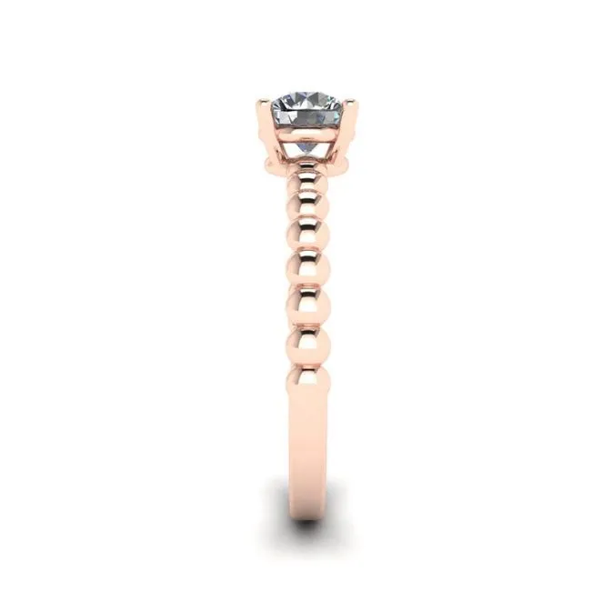 Runder Diamant-Solitär auf Perlenring in Roségold - Foto 2