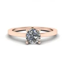 Einfacher Ring aus 18-karätigem Roségold mit rundem Diamant-Solitär