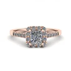 Halo-Diamantring im Princess-Schliff aus Roségold
