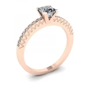 Diamantring im Prinzessschliff in V-Form mit seitlicher Pavé-Fassung in Roségold - Foto 3