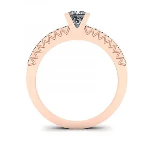Diamantring im Prinzessschliff in V-Form mit seitlicher Pavé-Fassung in Roségold - Foto 1