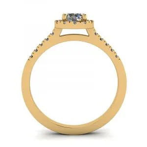 Ring aus 18-karätigem Gelbgold mit rundem Diamant im Halo - Foto 1
