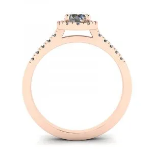 Ring aus 18-karätigem Roségold mit rundem Diamant im Halo - Foto 1