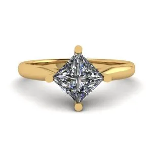 Rauten-Prinzessin-Diamant-Solitärring aus Gelbgold