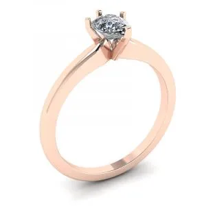 Birnendiamant-Solitärring aus Roségold mit 6 Krappen - Foto 3