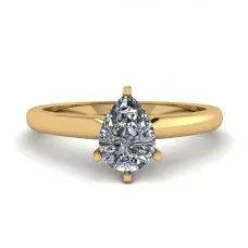 Birnendiamant-Solitärring aus 6 Krappen Gelbgold