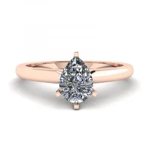 Birnendiamant-Solitärring aus Roségold mit 6 Krappen