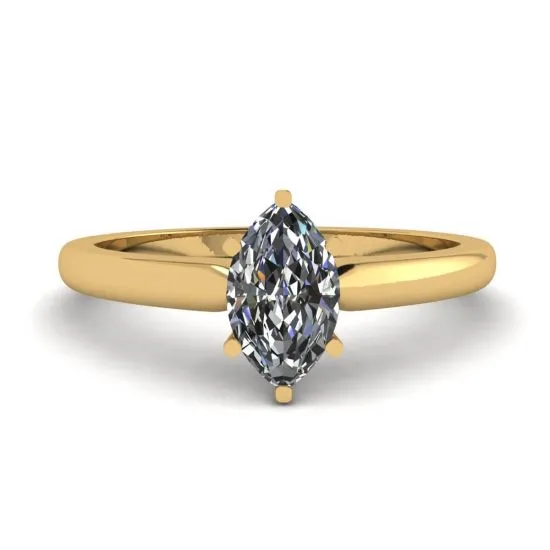 6-Krappen-Marquise-Diamantring aus 18 Karat Gelbgold, Bild vergrößern 1