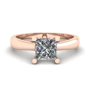Ring aus 18-karätigem Roségold mit Diamant im Prinzessschliff